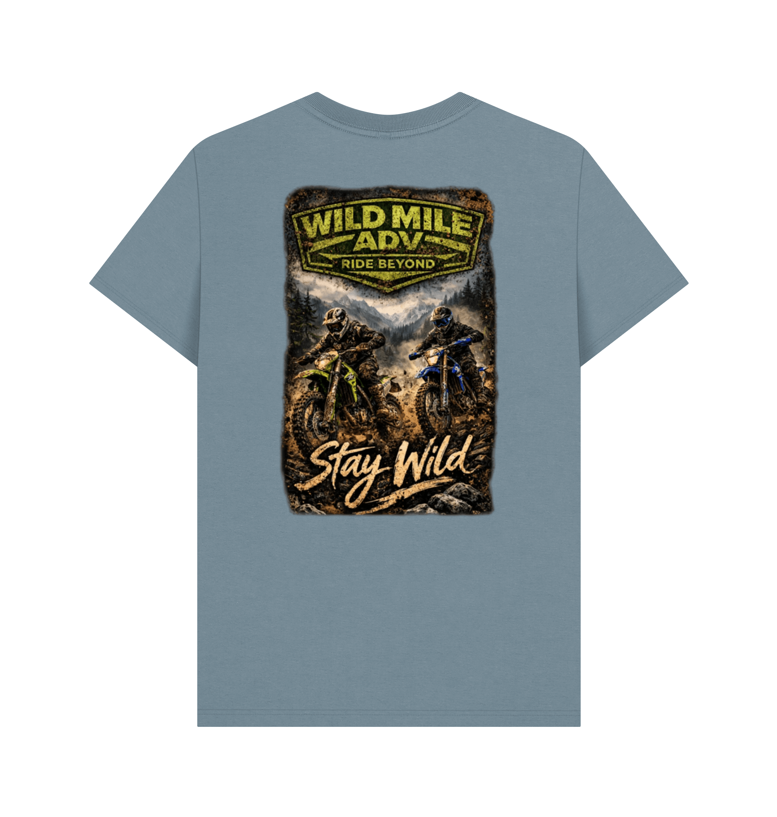 Stone Blue Printed T-shirt Back