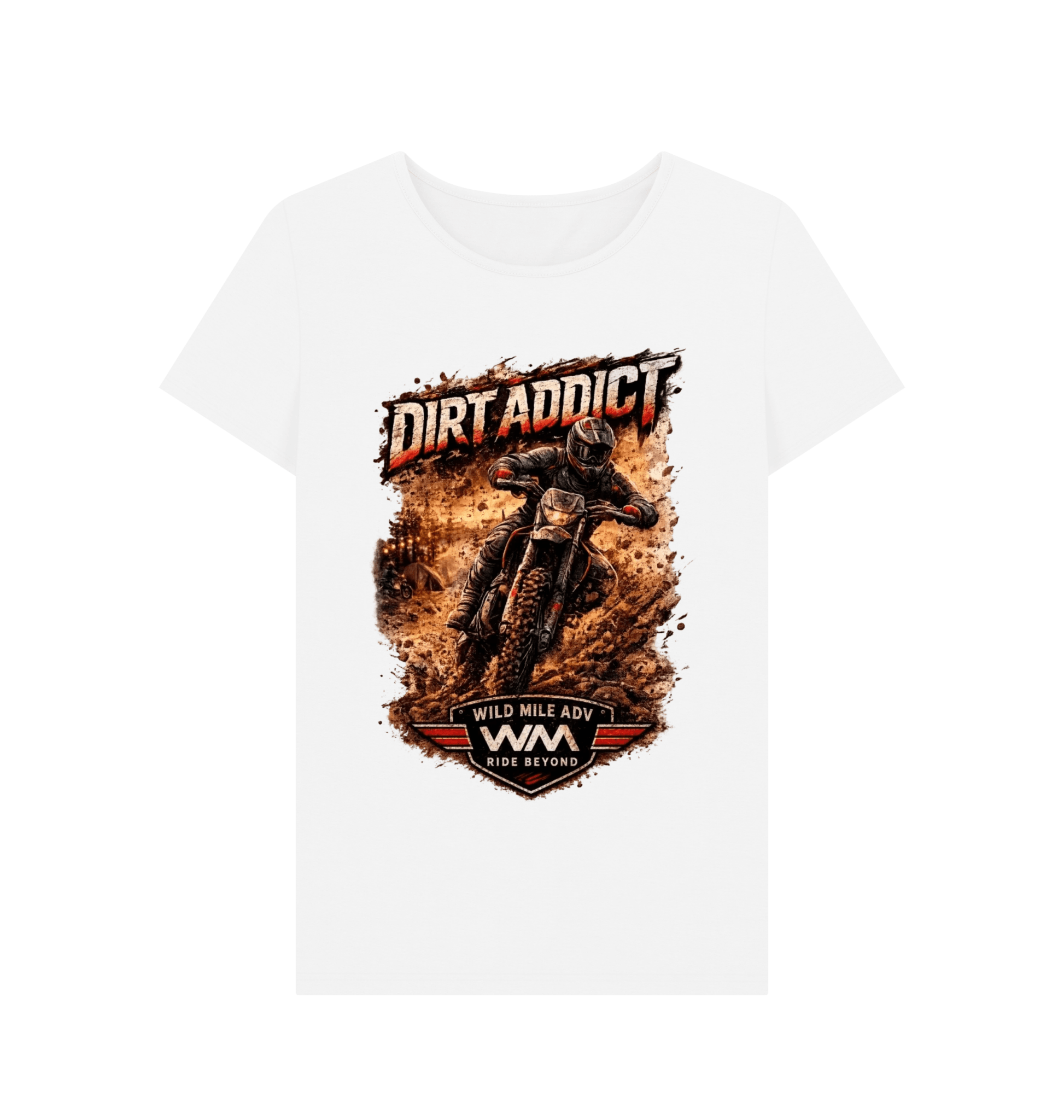 WMADV - Women's Dirt Addict Full On Crew Tee - Wild Mile ADVPrinted T-shirt
