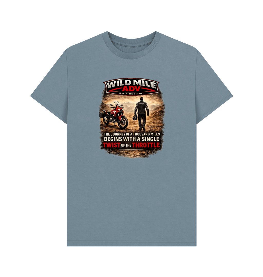 Stone Blue Printed T-shirt Front