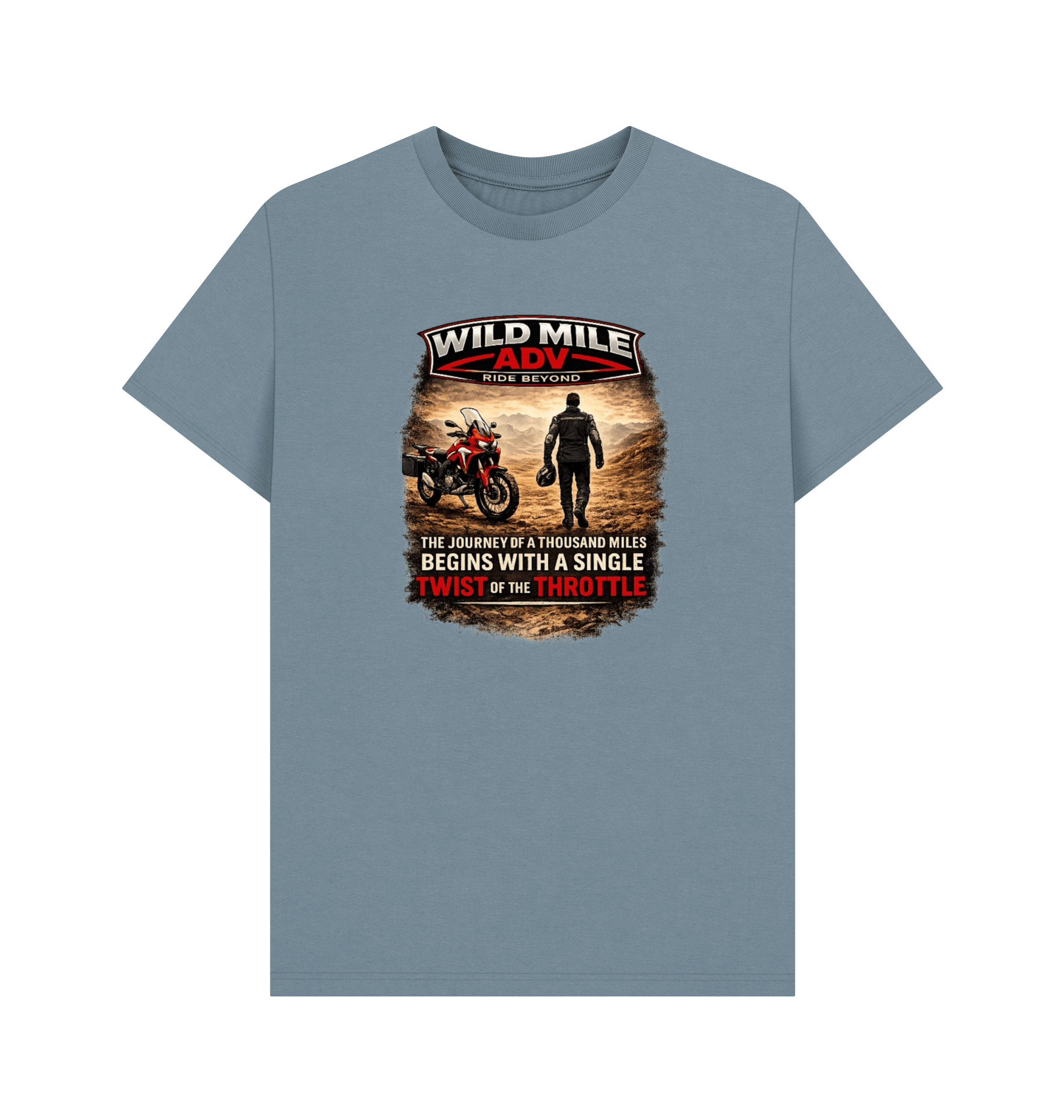 Stone Blue Printed T-shirt Front