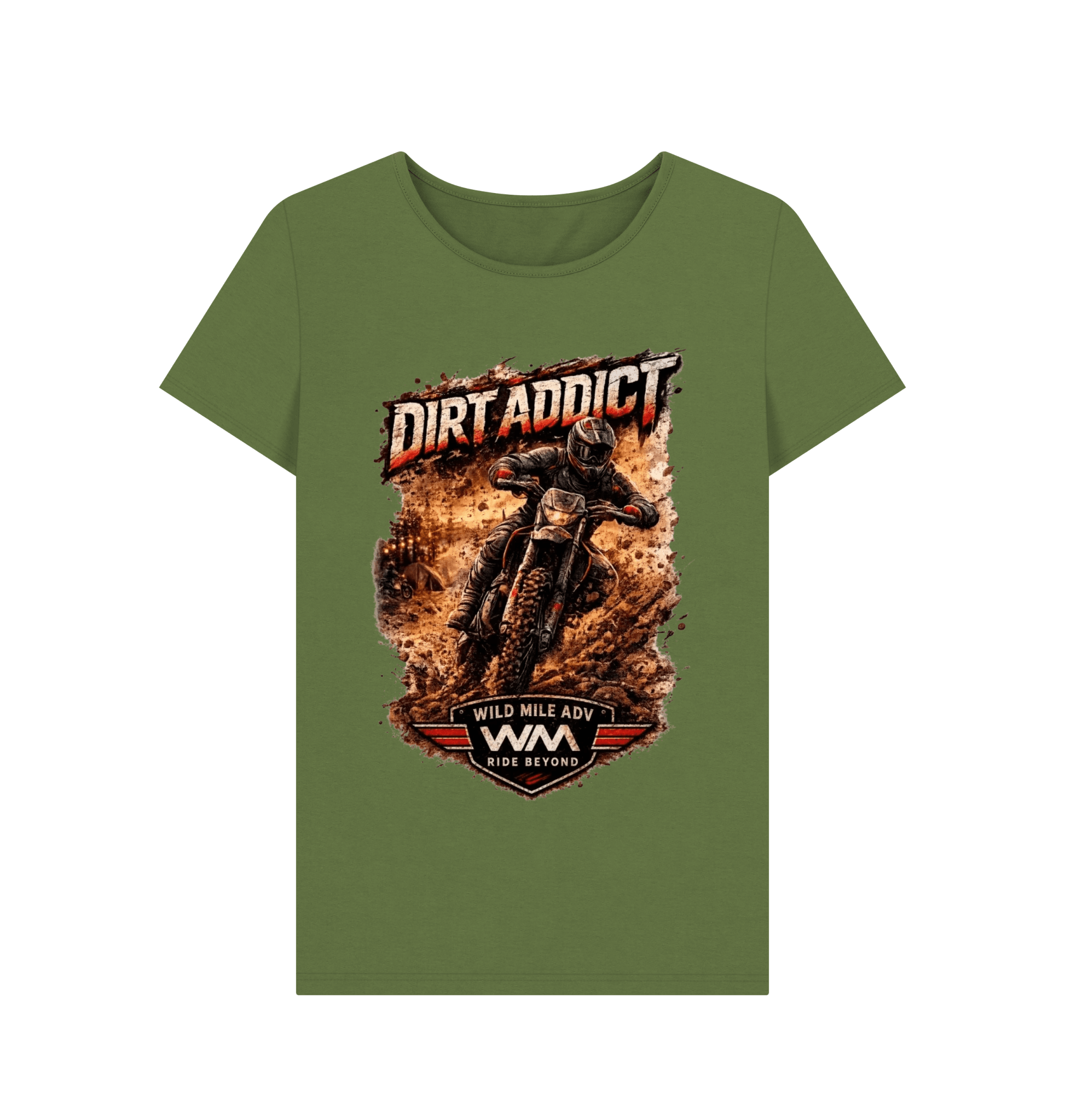 WMADV - Women's Dirt Addict Full On Crew Tee - Wild Mile ADVPrinted T-shirt