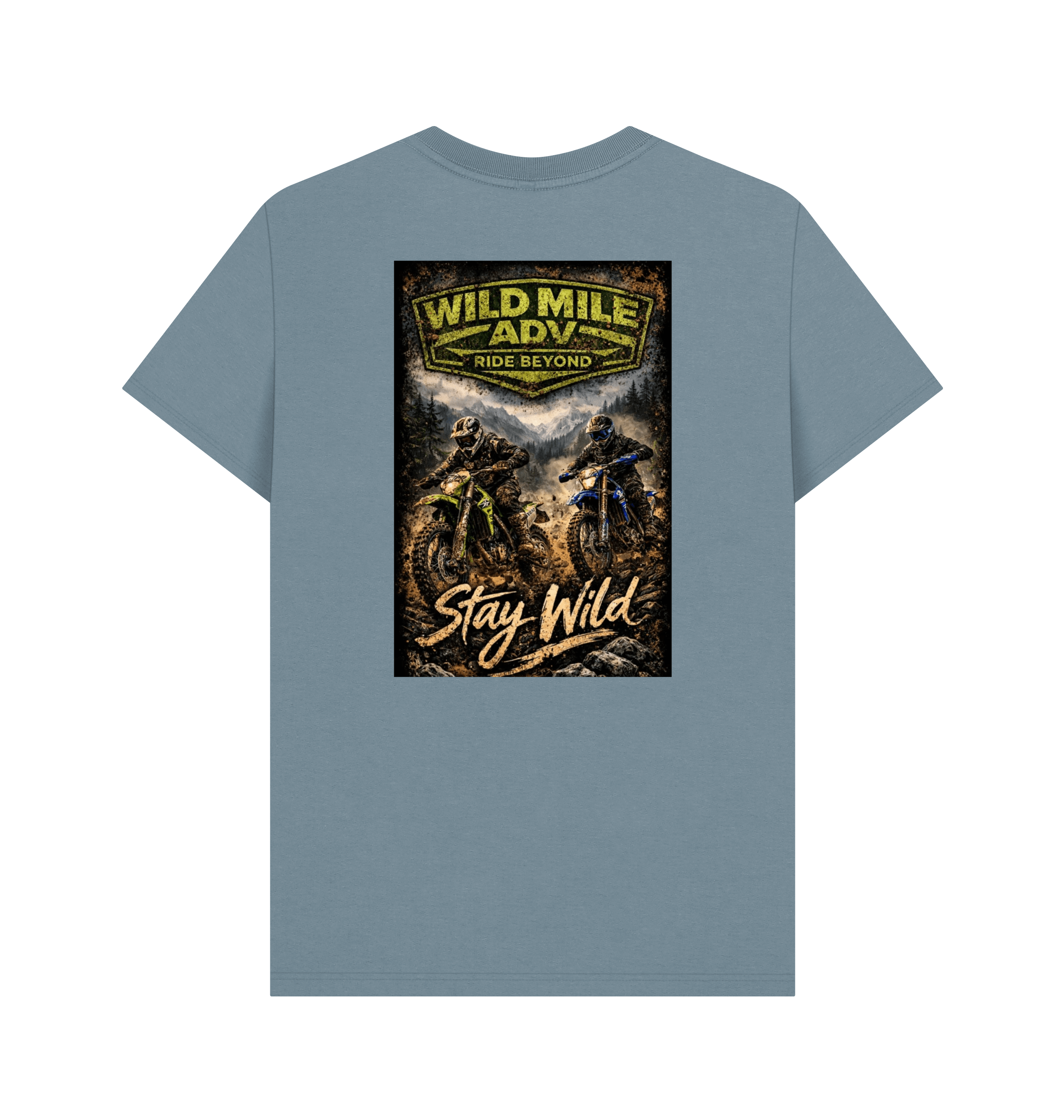Stone Blue Printed T-shirt Back