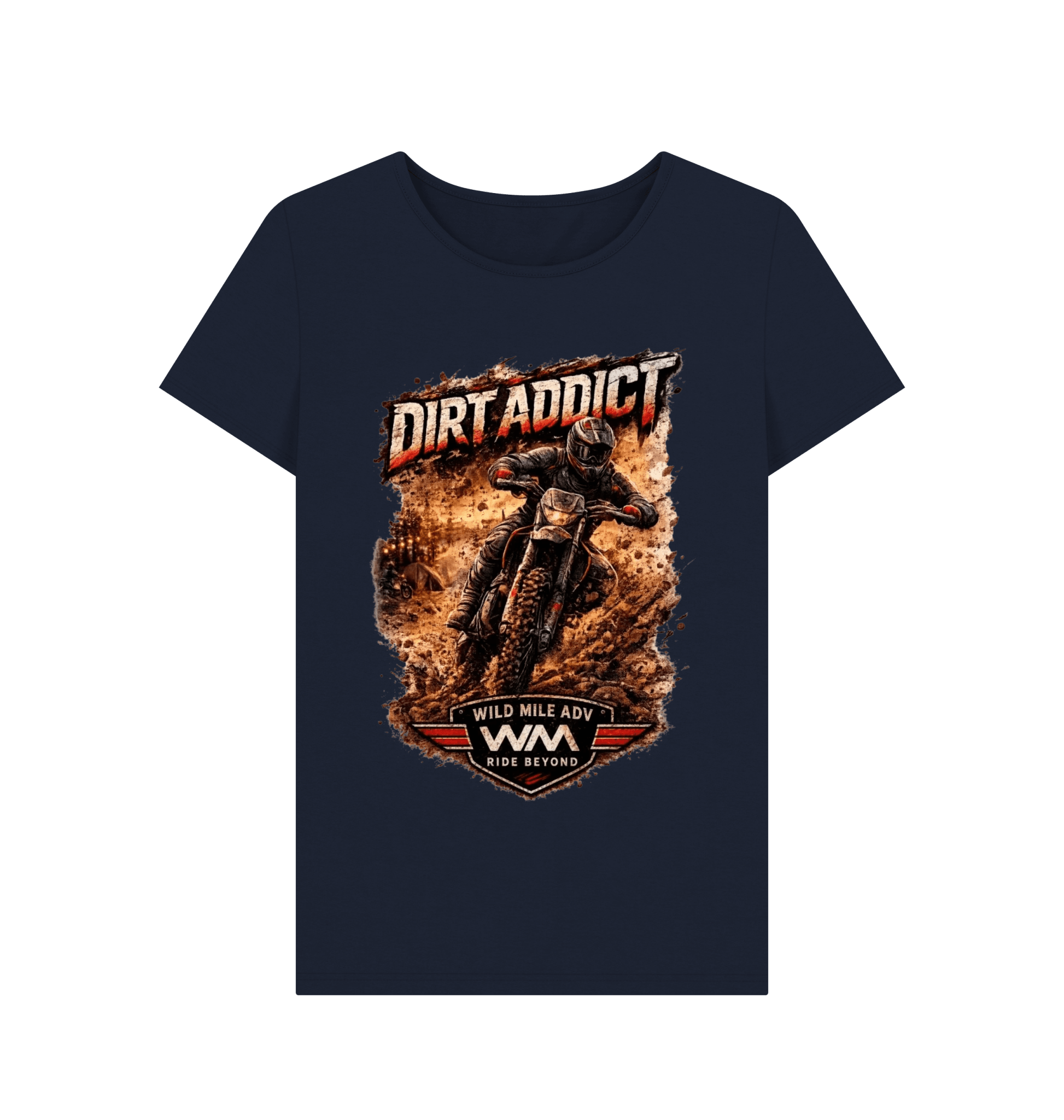 WMADV - Women's Dirt Addict Full On Crew Tee - Wild Mile ADVPrinted T-shirt