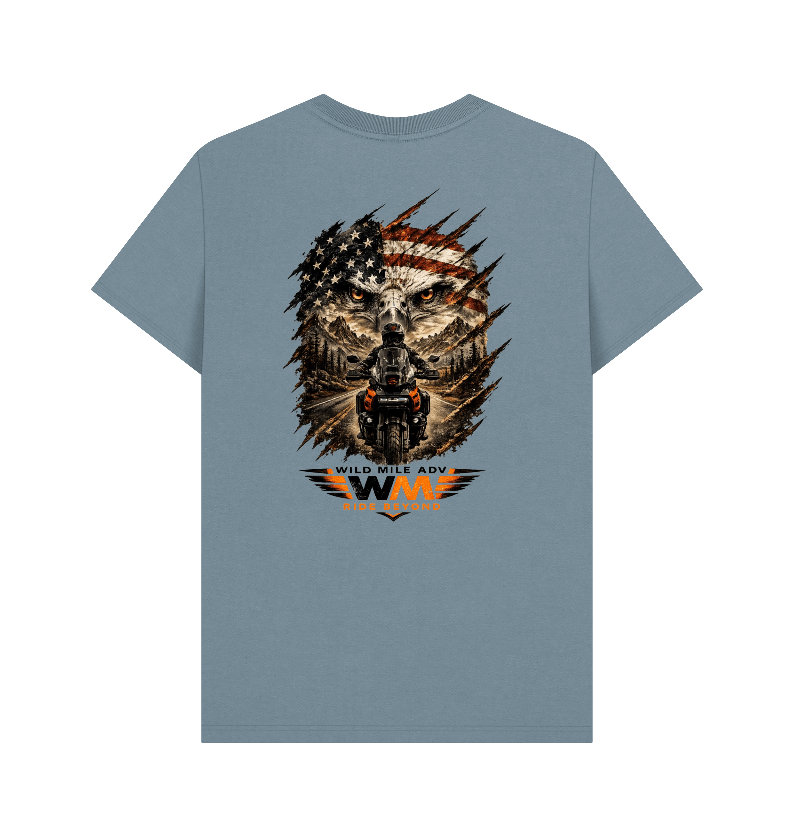 Stone Blue Printed T-shirt Back