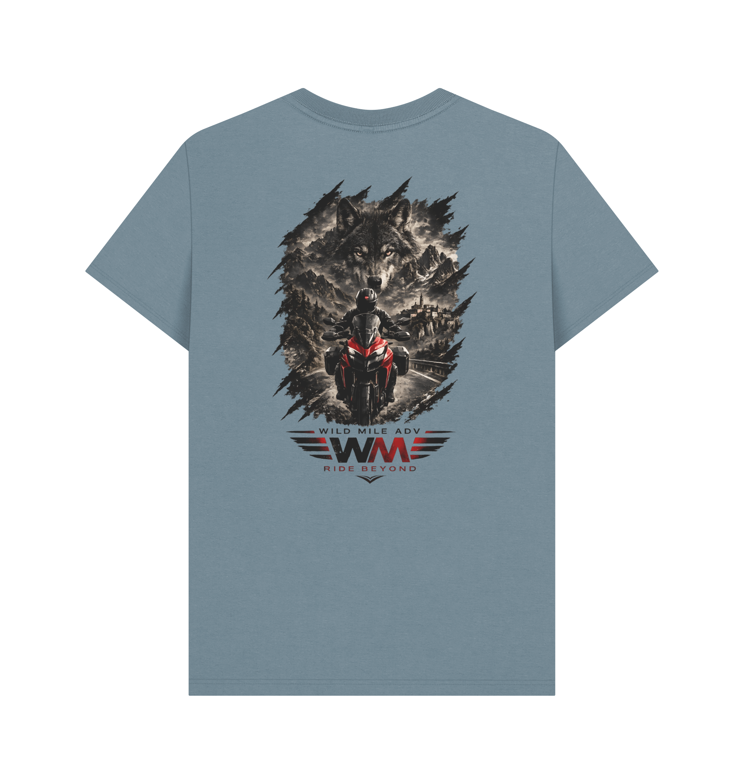 Stone Blue Printed T-shirt Back