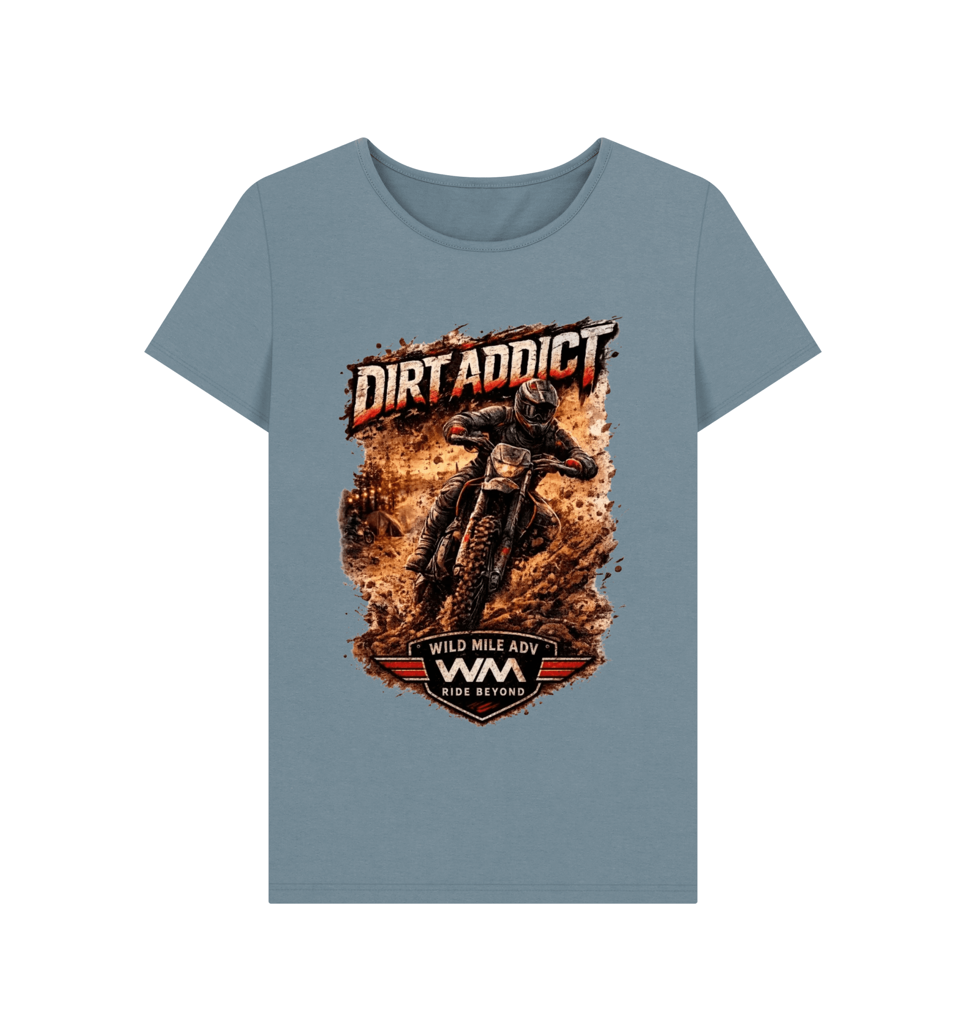 WMADV - Women's Dirt Addict Full On Crew Tee - Wild Mile ADVPrinted T-shirt